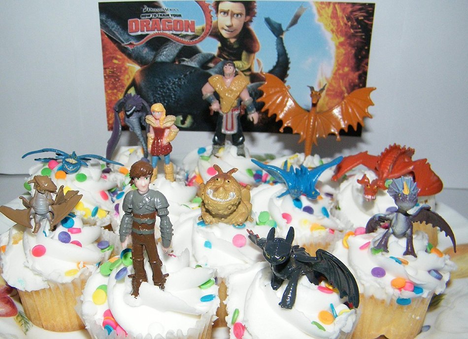 How to Train Your Dragon Set of 12 Figure Cake Toppers / Cupcake Party Favor Decorations with 9 Dragons, Hiccup... N3