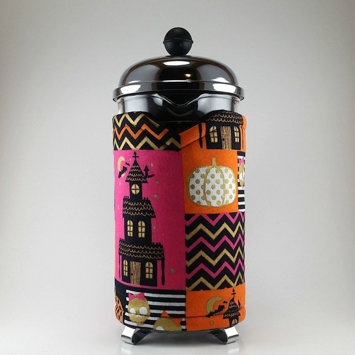 Halloween Theme, 8 cup French Press Cozy, Cafetiere Cosy N3