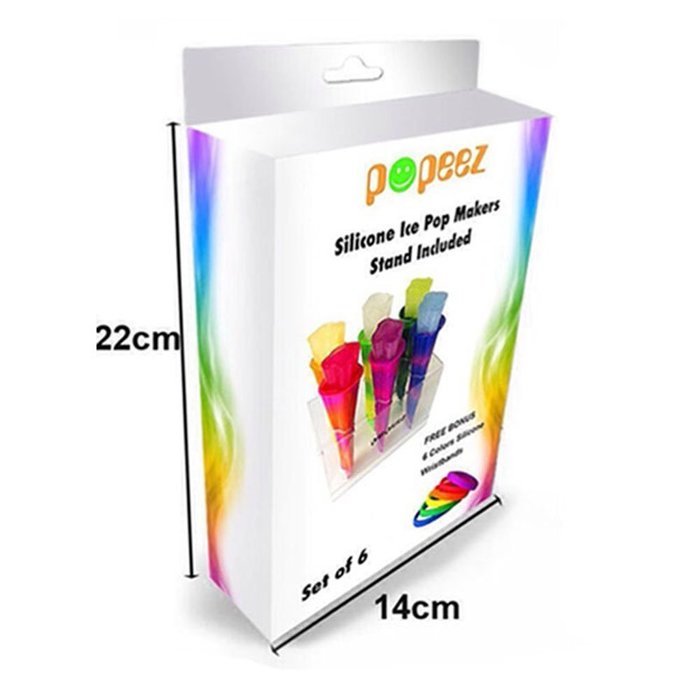 POPEEZ ICE POP MOLDS, 6 popsicle molds, stand indluded, FREE BONUS 6 Colors Silicone Wristbands, Flower Shape... N9