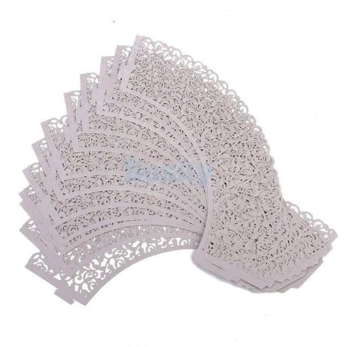 GCA Filigree Artistic Muffin Case Cupcake Paper Cup Liner Little Vine Lace Laser Cupcake Wrappers for Wedding... N2