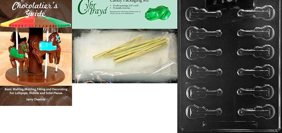 Cybrtrayd J107 Guitar Pieces Chocolate Candy Mold with Exclusive Cybrtrayd Copyrighted Chocolate Molding Instructions N2
