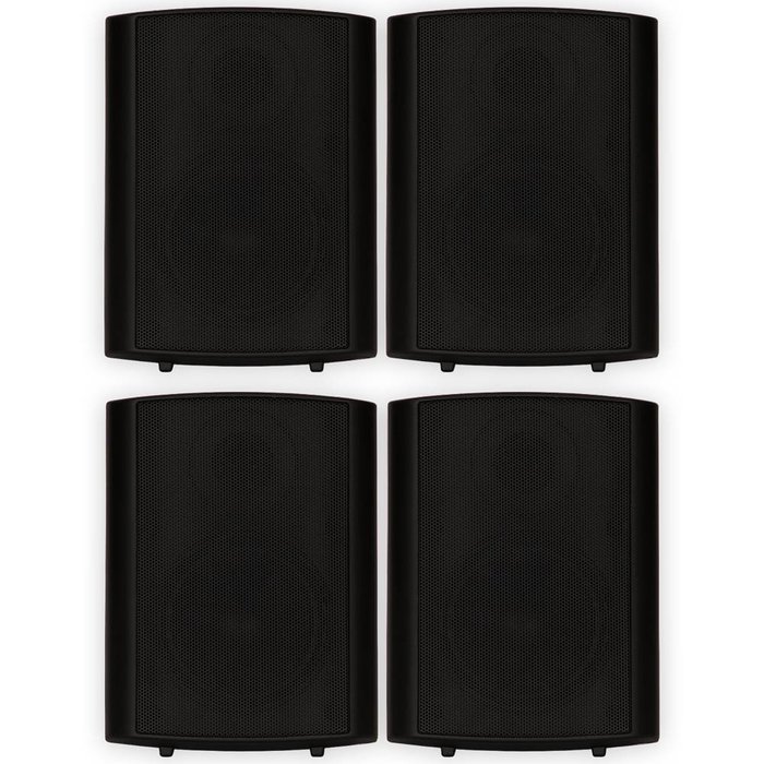 Theater Solutions 2 Pairs of New Indoor or Outdoor Weatherproof HD Mountable Black Speakers 2TS425ODB