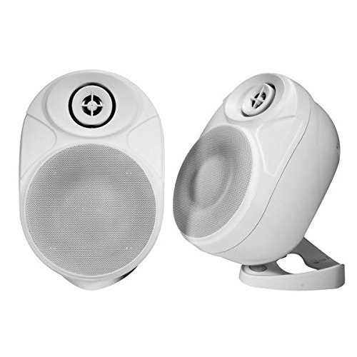 NXG Technology 6 in. Weather Resistant Wireless Indoor/Outdoor Powered Speakers - White NX-WRW-6W