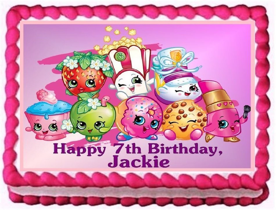 Shopkins Personalized Edible Cake Topper Image -- 1/4 Sheet