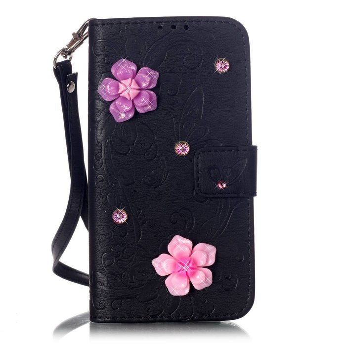 iPhone 7 Case, iPhone 7 Wallet Case,PHEZEN Beauty Luxury Handmade Rose Flower Butterfly Bling Diamond PU Leather... N36