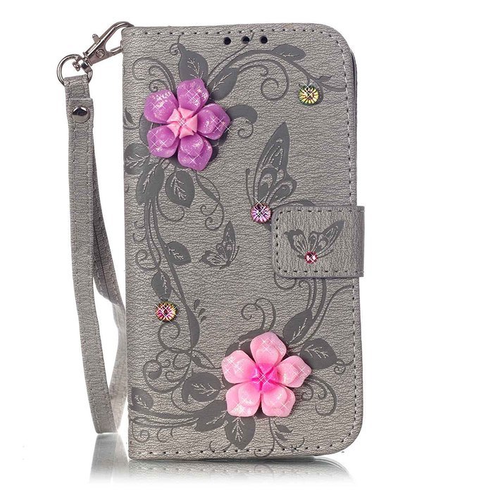 iPhone 7 Case, iPhone 7 Wallet Case,PHEZEN Beauty Luxury Handmade Rose Flower Butterfly Bling Diamond PU Leather... N39