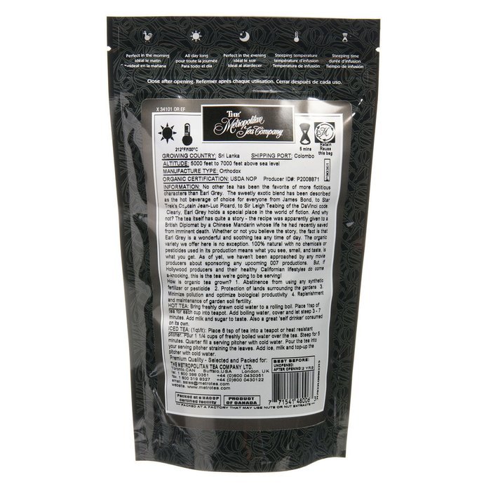 Metropolitan Tea Discovery Loose Tea Pack, Organic Earl Grey Organic, 100gm