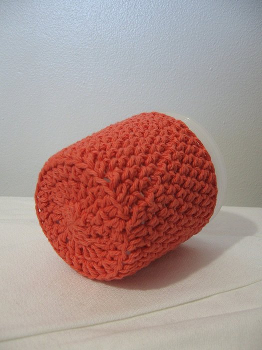 Handmade Crochet Ice Cream Pint Cozy in Coral N5