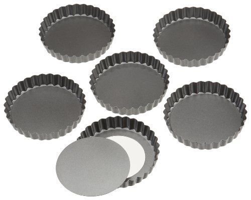 Wilton Perfect Results 4 Inch Round Tart Quiche Torte Pan Set of 6