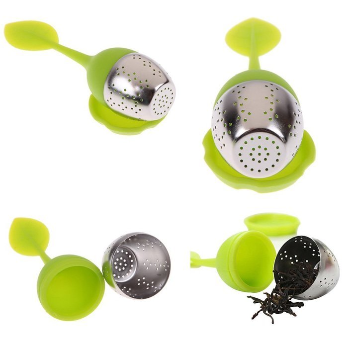 Tea Infuser Leaf Strainer Food Grade Silicone Bag Filter Diffuser With Stainless Steel Ball for Herbal Loose-Blue N8
