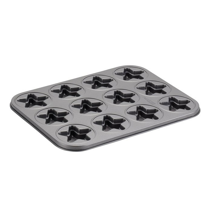 Cake Boss Novelty Nonstick Bakeware 12-Cup Star Molded Cookie Pan, Gray N4