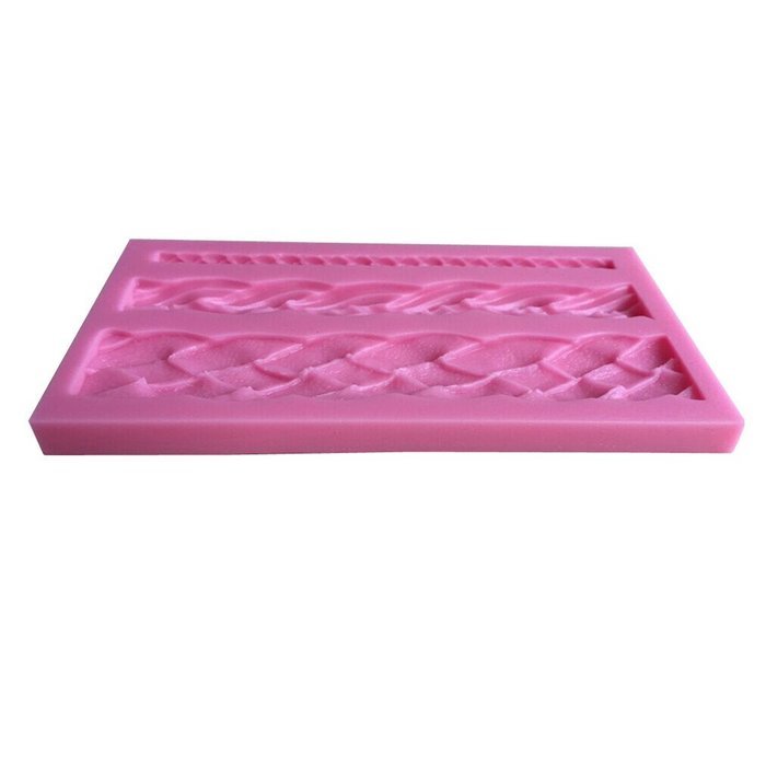 LYNCH 3 Kinds Rope Shape Silicone Mold Fondant Non-stick Cake Kitchen Tool,Pink N3