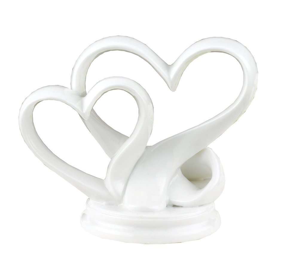 Hortense B. Hewitt Wedding Accessories, Cake Top, Contemporary Double Heart, 4-Inches Tall x 5-Inches Wide N3