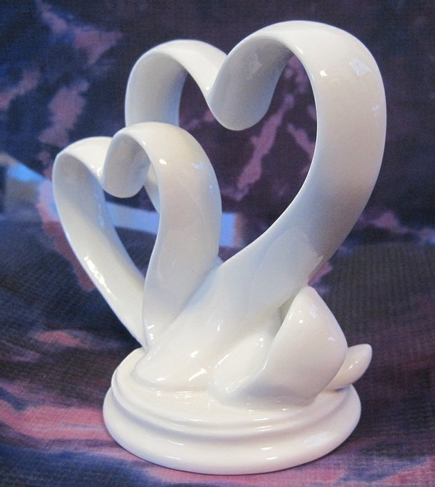 Hortense B. Hewitt Wedding Accessories, Cake Top, Contemporary Double Heart, 4-Inches Tall x 5-Inches Wide N4