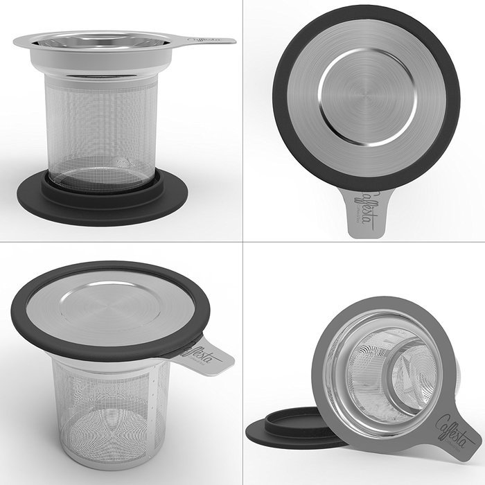 Caff&egrave;sta Stainless Steel Loose Leaf Tea Infuser with Silicone Grip Lid N7