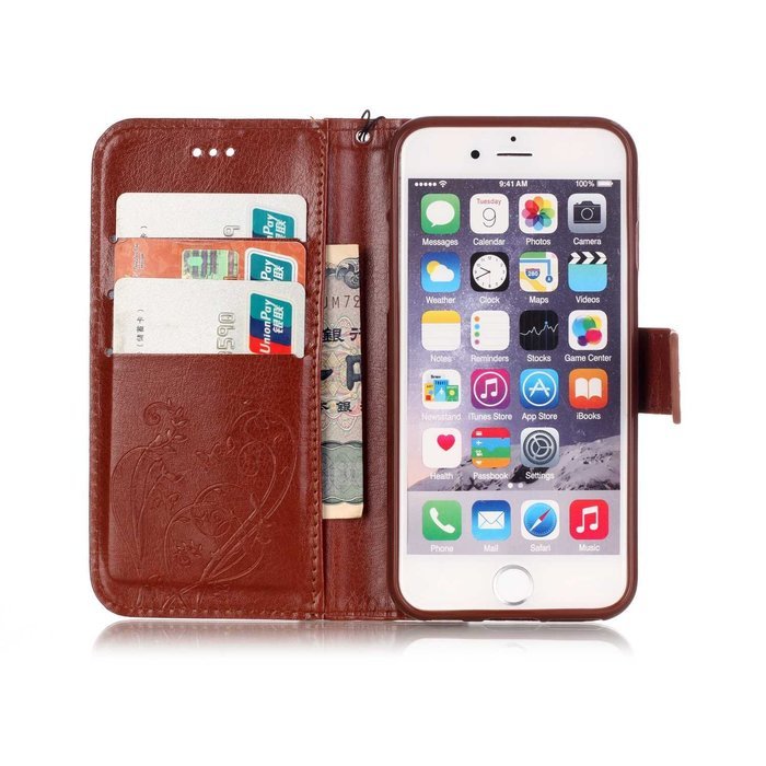 iPhone 7 Case,PHEZEN Embossed Flower Butterfly PU Leather iPhone 7 Wallet Case [Magnetic Closure] [Credit Card... N27