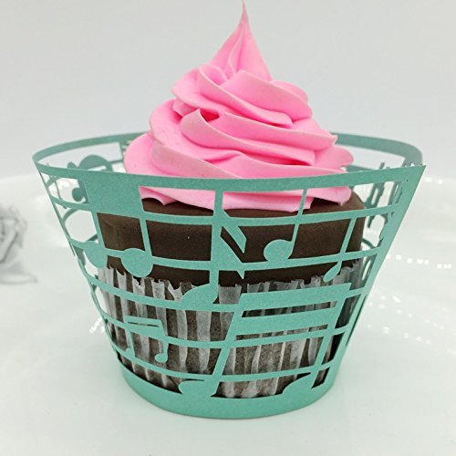 CozyT 50 PACK Note Design Cupcake Wrappers Artistic Bake Cake Paper Cups Vine Lace Laser Cut Liner Baking Cup... N3
