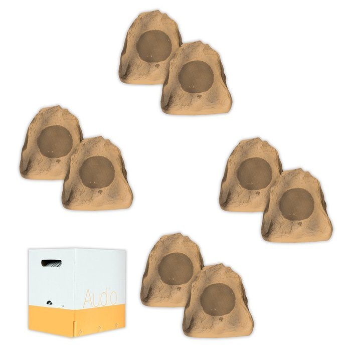 Acoustic Audio B4RS Sandstone Rock Speakers 4 Pair Pack and Wire Outdoor Weatherproof