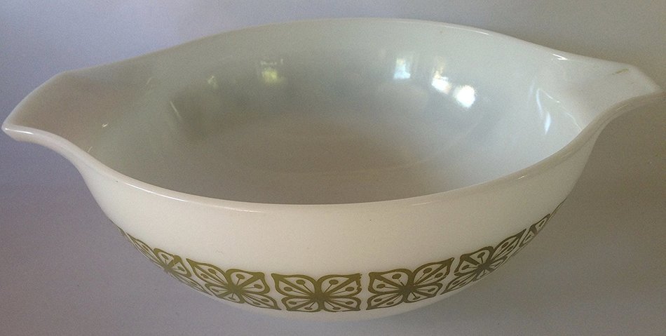 Green Square Flowers Cinderella Bowl, 4 Liter #444, from Pyrex