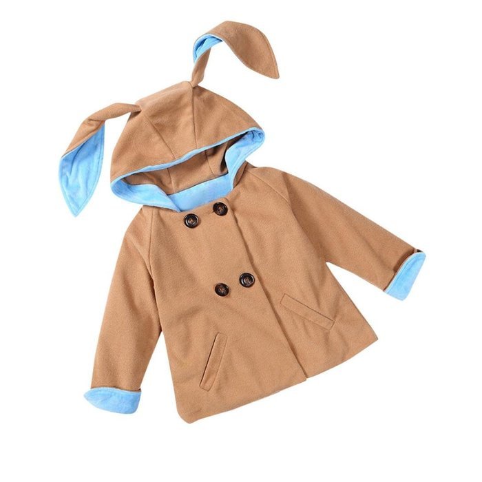 Coat,BeautyVan Baby Kid Girl Winter Clothes Rabbit Ears Jackets Hoody Coat Double Breasted Coat (5T, Beige) N6