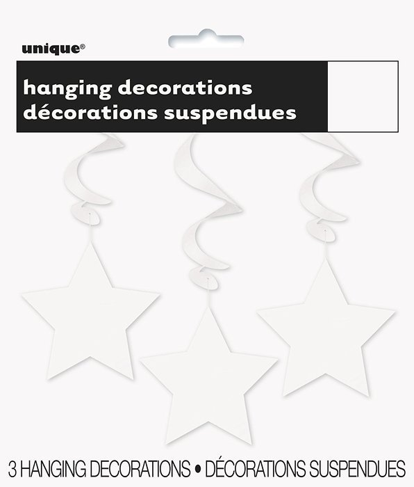 Hanging Star Decorations, 26", Light Blue, 3 Count N17