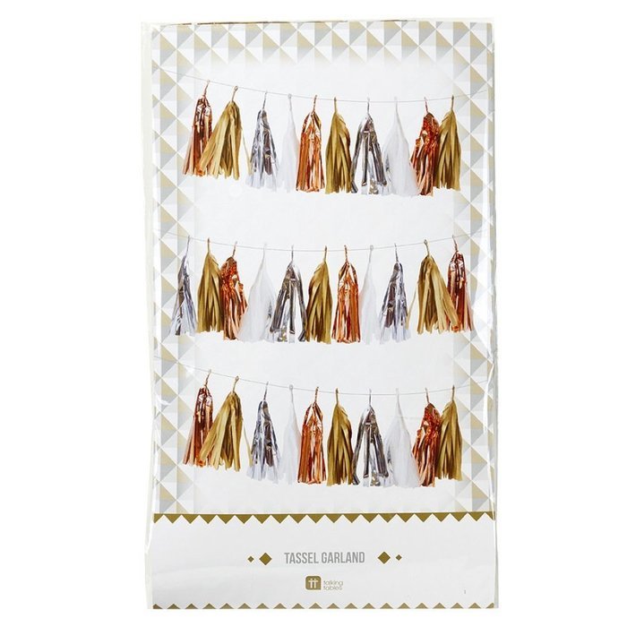 Talking Tables Decadent Dec's Metallic Tassel Decorative Garland, 3m, Gold