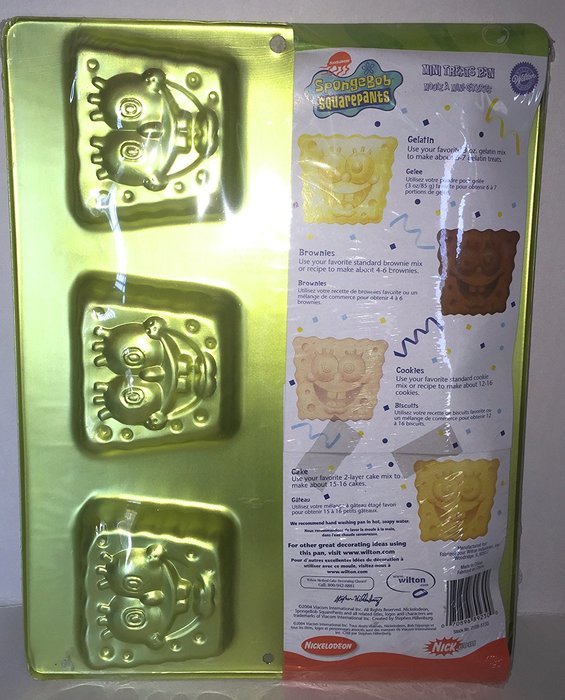 Wilton SpongeBob Square Pants Mini Treats Cupcake Brownie Cookie Cake Pan Mold ~ Large 6 Cavity Size (2105-5133... N2