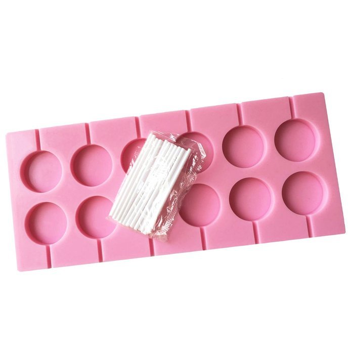 GoFriend 12-Capacity Round Silicone Lollipop Mold for Baking Chocolate, Hard Candy, Fondant Mould with Sticks,... N6