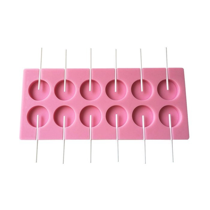 GoFriend 12-Capacity Round Silicone Lollipop Mold for Baking Chocolate, Hard Candy, Fondant Mould with Sticks,... N7