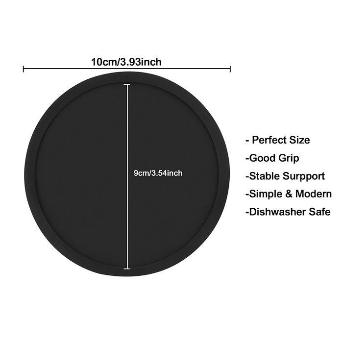 Fu Store Rubber Silicone Drink Coasters (Set of 2 Pieces), Black N25