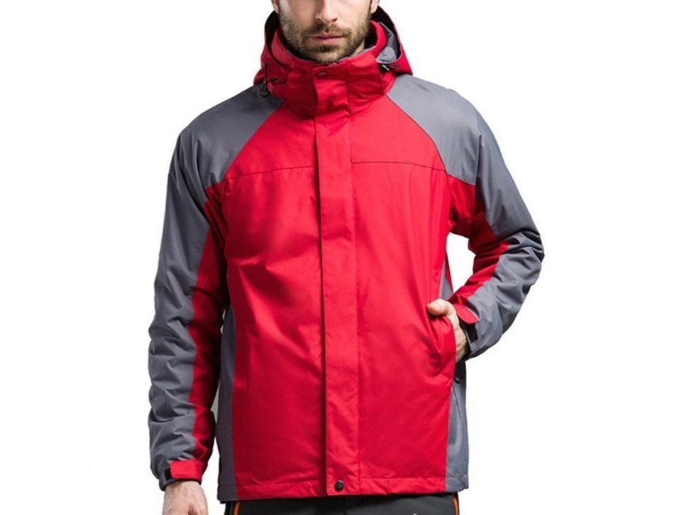 Hanxue Mens Hiking Ski Jacket Softshell 3 in 1 Hiking Raincoat Plus Size Men Waterproof Sportswear with Removable... N20