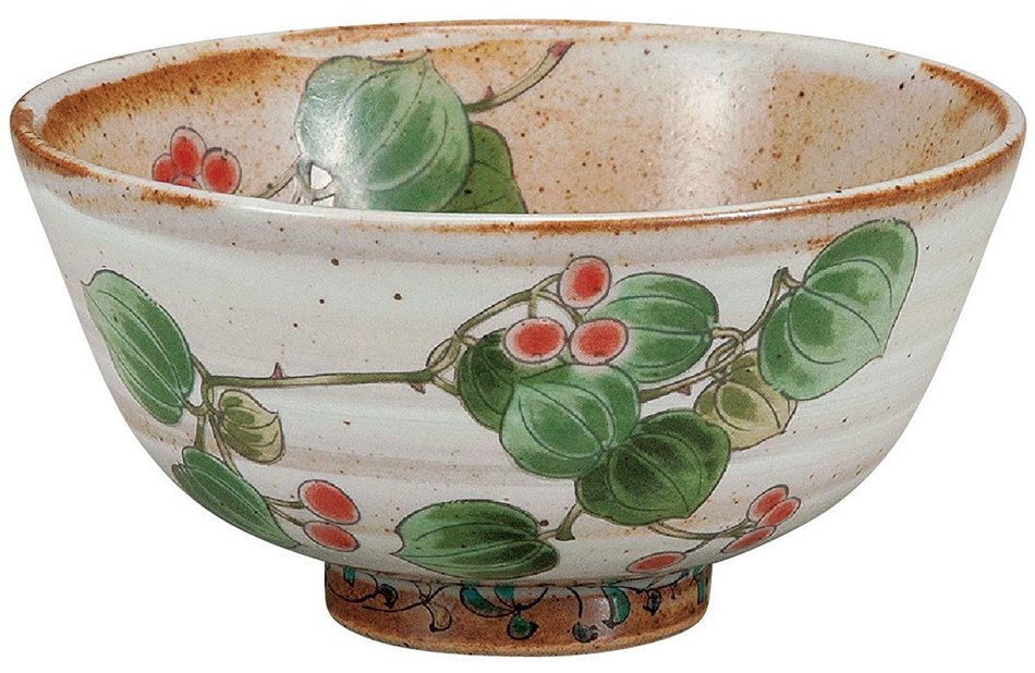 Kutani Pottery Rice Bowl Smilacis rhizoma K4-263 From Japan