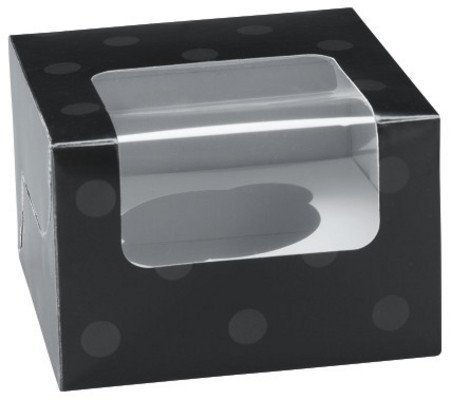 Black With Polka Dots Single Serve Cupcake Boxes - 24 Ct