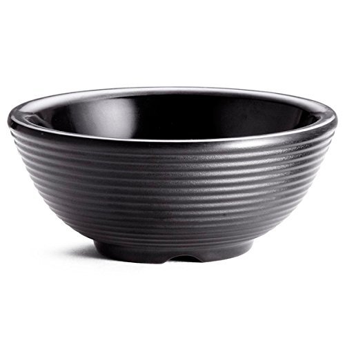 TableCraft Products RAM4RBK 4 oz./118 mL Ribbed Ramekin, Round, Black Melamine (Pack of 12) N3