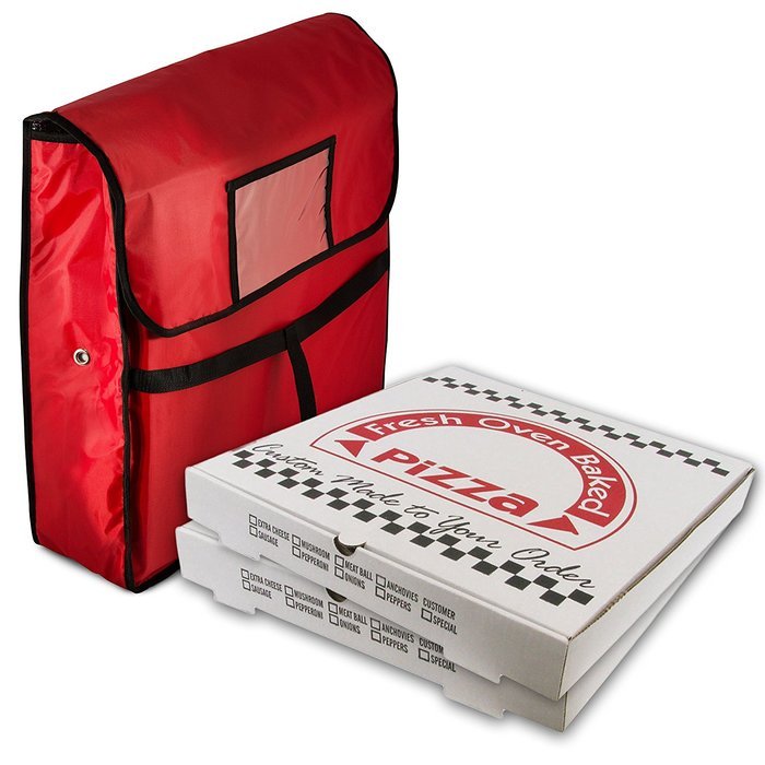 Red Insulated Pizza Pie Delivery Bag - Fits two 18" Pizza Boxes - 20 x 20 x 6" N3