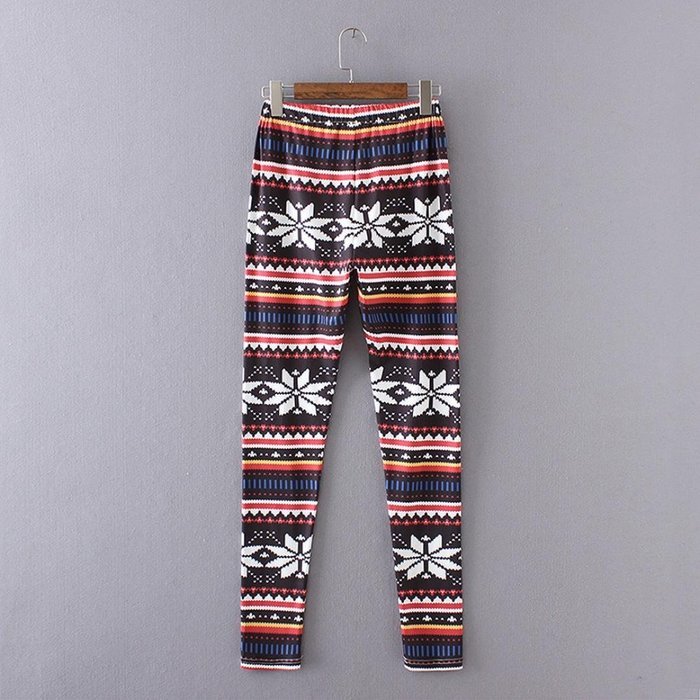 PHOTNO Casual Women Lady Skinny Geometric Print Stretchy Jegging Pants Slim Leggings N50