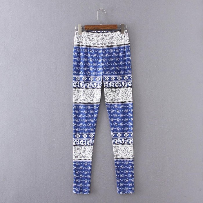 PHOTNO Casual Women Lady Skinny Geometric Print Stretchy Jegging Pants Slim Leggings N52