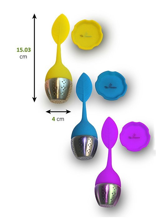Tea Commission Tea Infuser Set of 6, Steeper Strainer Silicone & Stainless Steel Mesh Basket (Rainbow) for Loose... N18