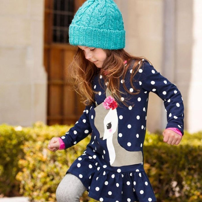 Dress ,BeautyVan Toddler Baby Girls Kids Autumn Clothes Long Sleeve Deer Tops T-Shirt Dress (4T, Dark Blue)