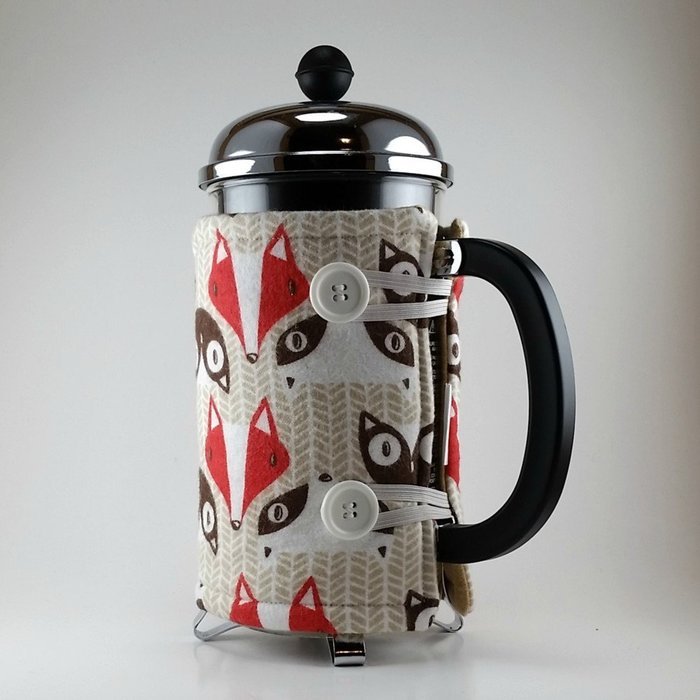 Fox Themed French Press Cozy, 8 cup Insulated Coffee Accessory, Cafetiere Cosy, Coffee Pot Wrap