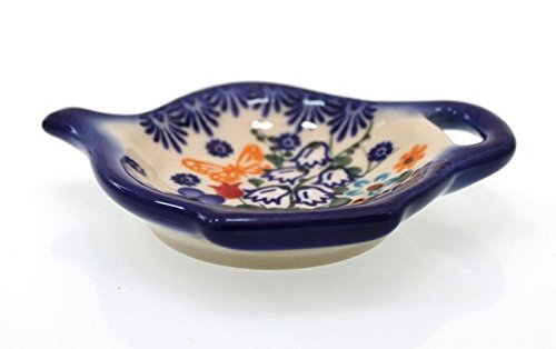 Classic Boleslawiec, Polish Pottery Hand Painted Ceramic Tea Bag Tidy, Diameter: 3.9 inch, 324-U-099 N2