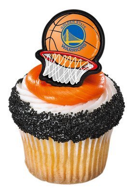 Bag of 12 ~ Golden State Warriors Sticker Ring ~ Cake / Cupcake Topper
