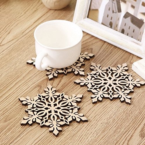 Astra shop Set of 3 Piece Wood Coasters Carved Hollow Designed Mini Tabletop Trivets Cup Mat - Cute Owl N2