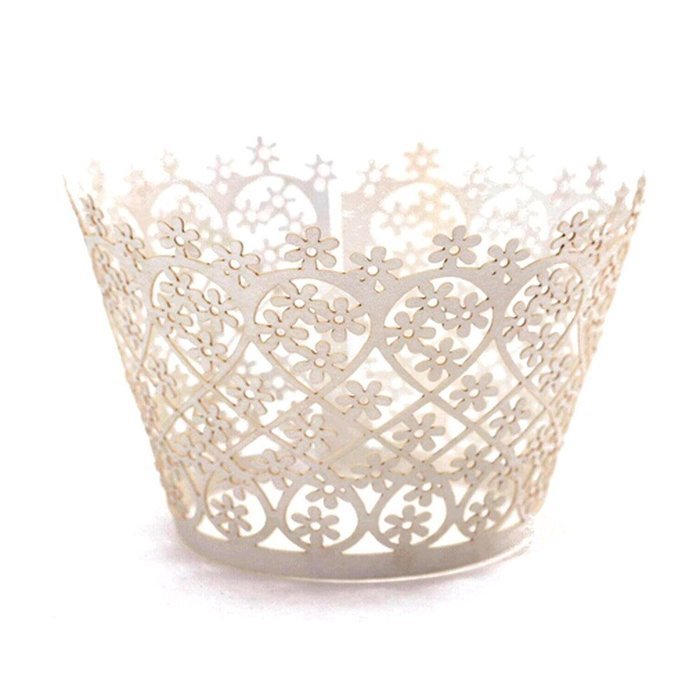HUAL Cupcake Wrappers 50 Filigree Artistic Bake Cake Paper Cups Flowers Lace Laser Cut Liner Baking Cup Muffin... N17