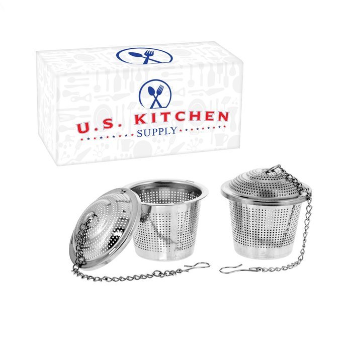 U.S. Kitchen Supply - 2-Pack Premium Tea Infuser - 2" Diameter Stainless Steel - Single Cup - Perfect Strainers... N4