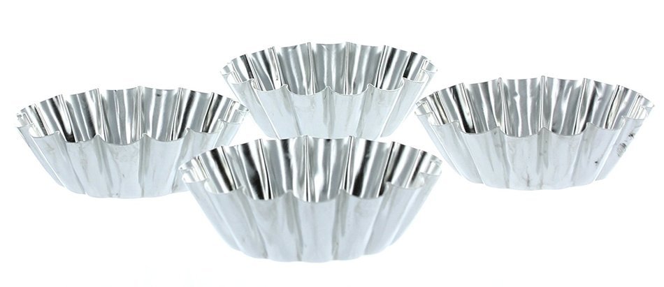 Lot of 4 Mini Flan Pan 2" Tart Molds Stainless Round
