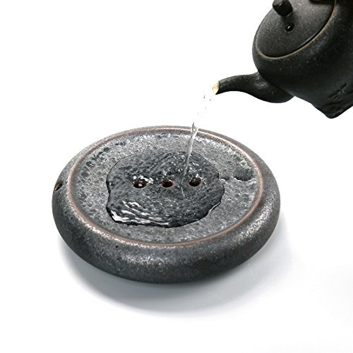 CCWY Black crystal glaze pot mats wholesale Taiwan Pao Kung Fu tea tray stoneware water pot of tea tray,Black...