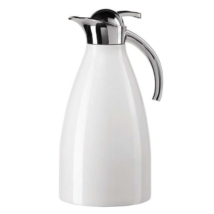 Oggi Allegra ( 2.1 Liter/ 68 Oz. ) Thermal Vacuum Carafe with Press Button Top and Stainless Steel Liner- White N4