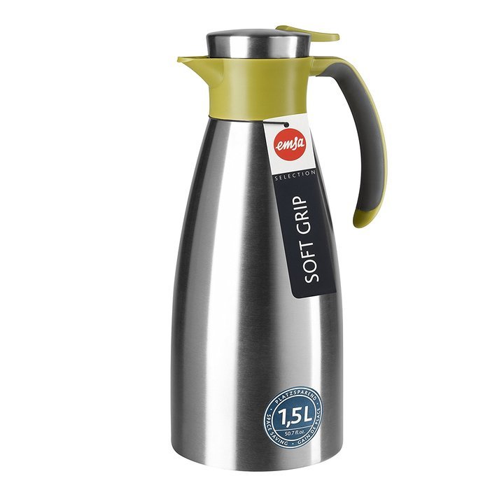 Emsa 18/10 Stainless Steel Soft Grip Carafe, 34-Ounce, Black N17