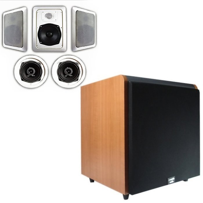 Acoustic Audio HT-55 In-Wall/Ceiling 5.1 Home Theater Speakers and 15" Powered Sub HT-55-HD15C